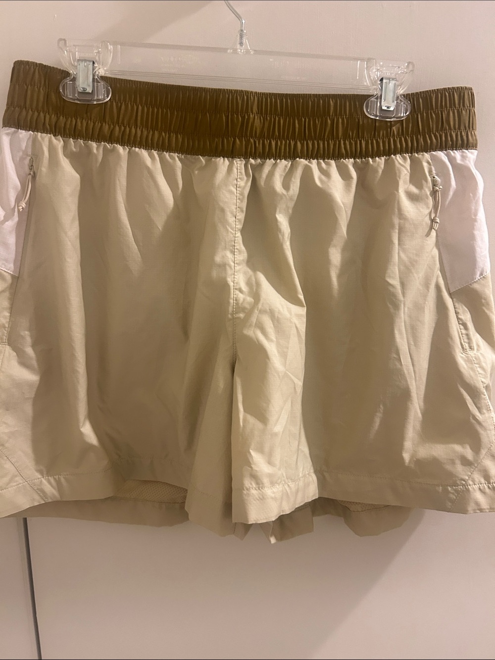 The North Face Beige Athletic Shorts with Brown Waistband